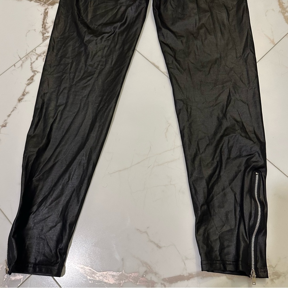 Kardashian Kollection Womens Black Shiny Stretch Leggings - Picture 7 of 9